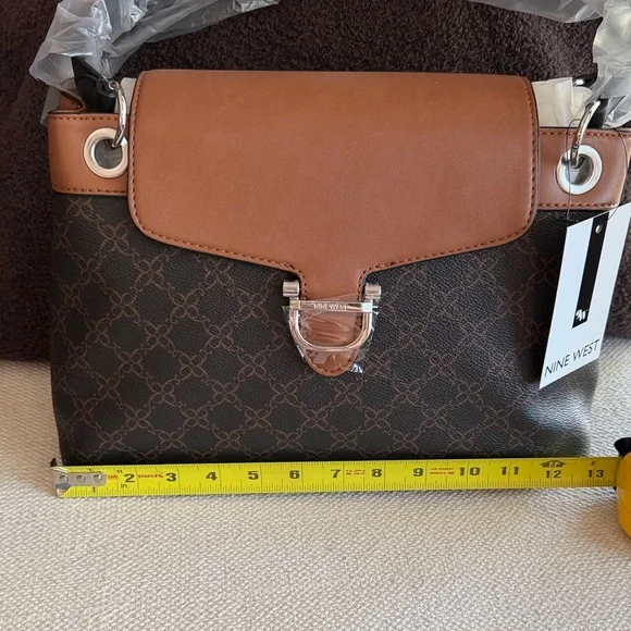 Nine West Brown & Tan Monogram Satchel - Picture 6 of 8